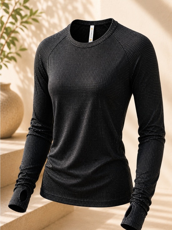 Athleta Tops - Athleta Momentum Seamless Metallic Long Sleeve Top NWT Black Large